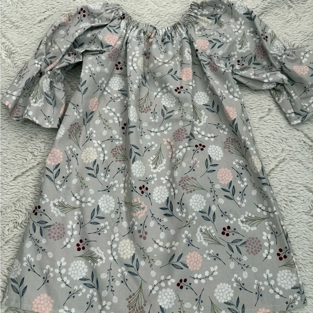 New Handcrafted Dandelion Print Peasant Dress
